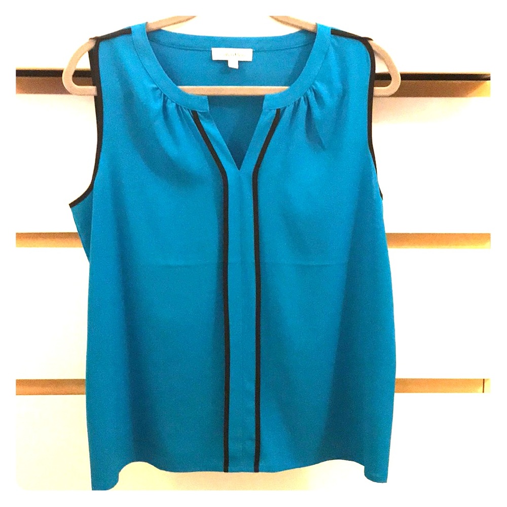 Calvin Klein Sleeveless Turquoise Blouse Sz L